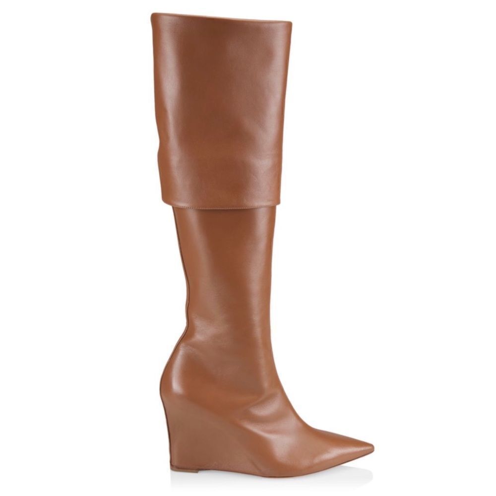 Bettina Vermillon Freja Leather Tall Wedge Boots size 41.5